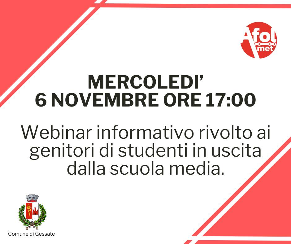 Webinar informativo per i genitori di studenti in uscita dalla scuola secondaria di primo grado