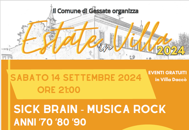 Concerto Estate in Villa  sabato 14 settembre 2024: rassegna di eventi gratuiti organizzati dal Comune di Gessate presso il Parco di Villa Daccò