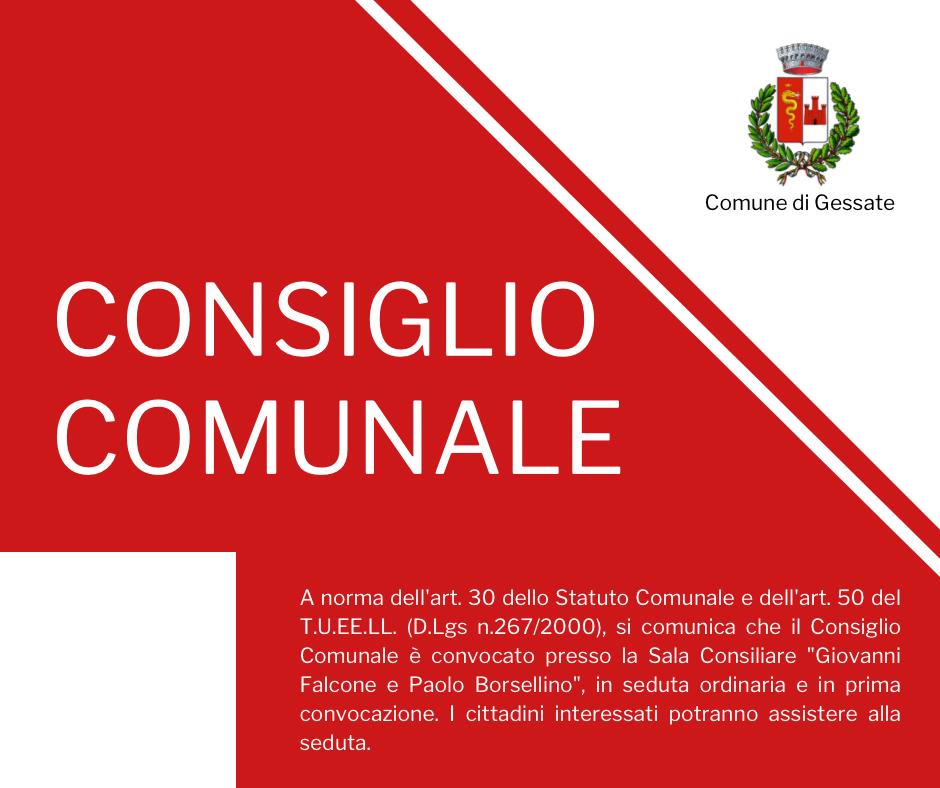 Convocazione Consiglio Comunale martedì 25 giugno 2024 ore 21.00