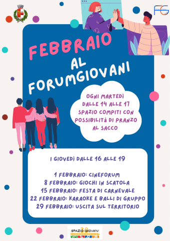 Forum giovani attività mese febbraio 2024 e festa di Carnevale