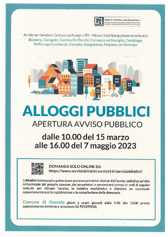 Avviso Pubblico per assegnazione unità abitative disponibili nell’ambito territoriale di Cernusco sul Naviglio ATS Milano Città Metropolitana,  di proprietà dei Comuni e di Aler.