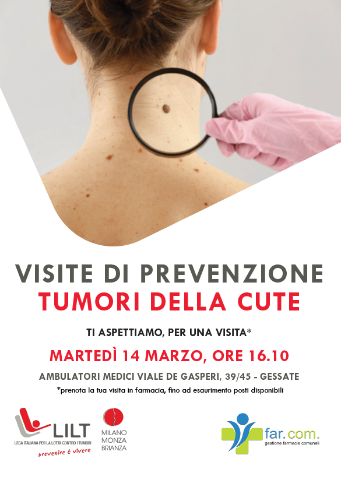 Visite prevenzione tumori della cute 14 marzo 2023