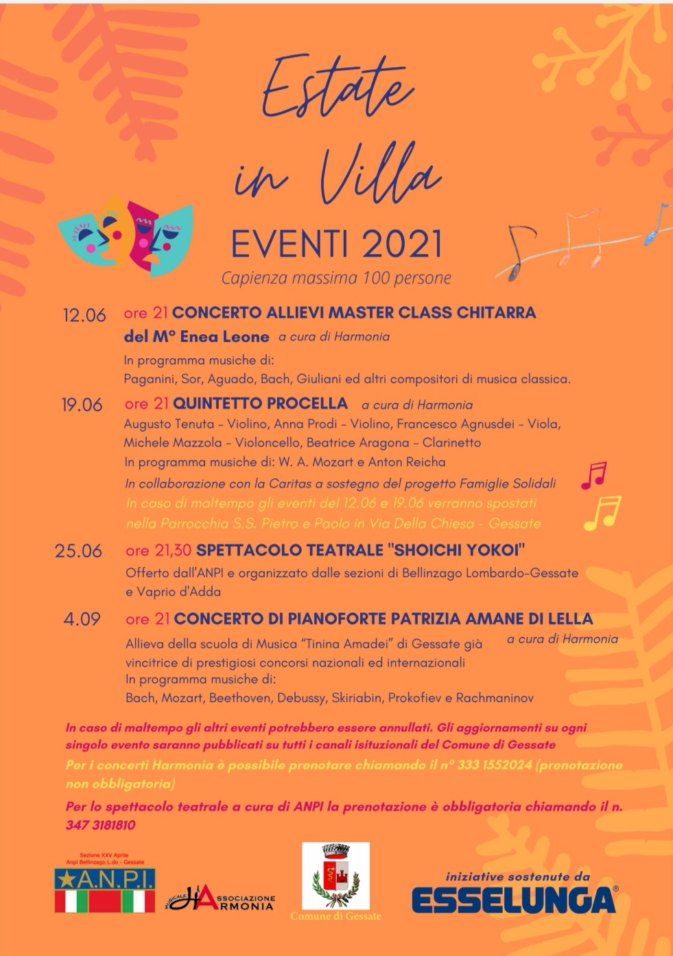 Estate in Villa. Eventi 2021