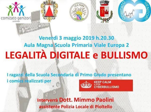 Bullismo e CyberBullismo - "Legalità digitale e bullismo" questa sera ore 20.30
