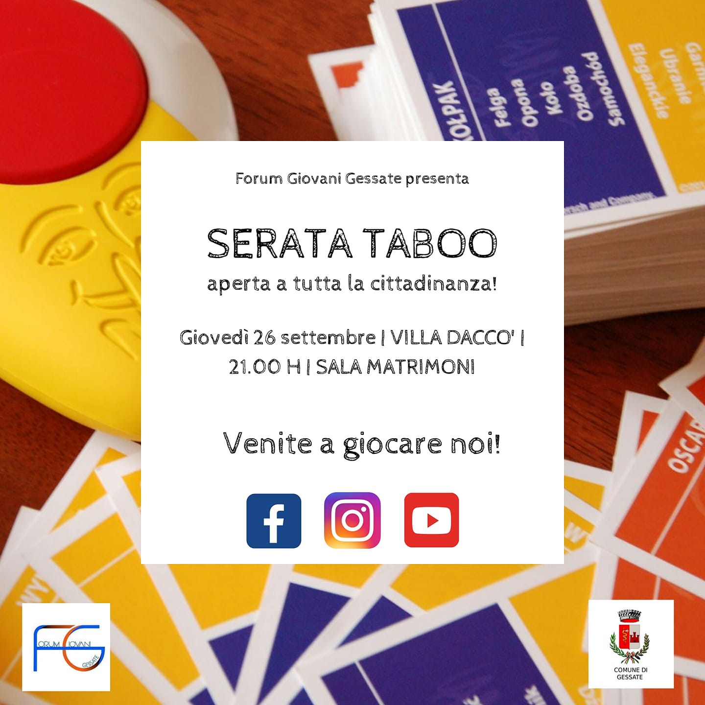 Serata Taboo Aperta a tutta la cittadinanza