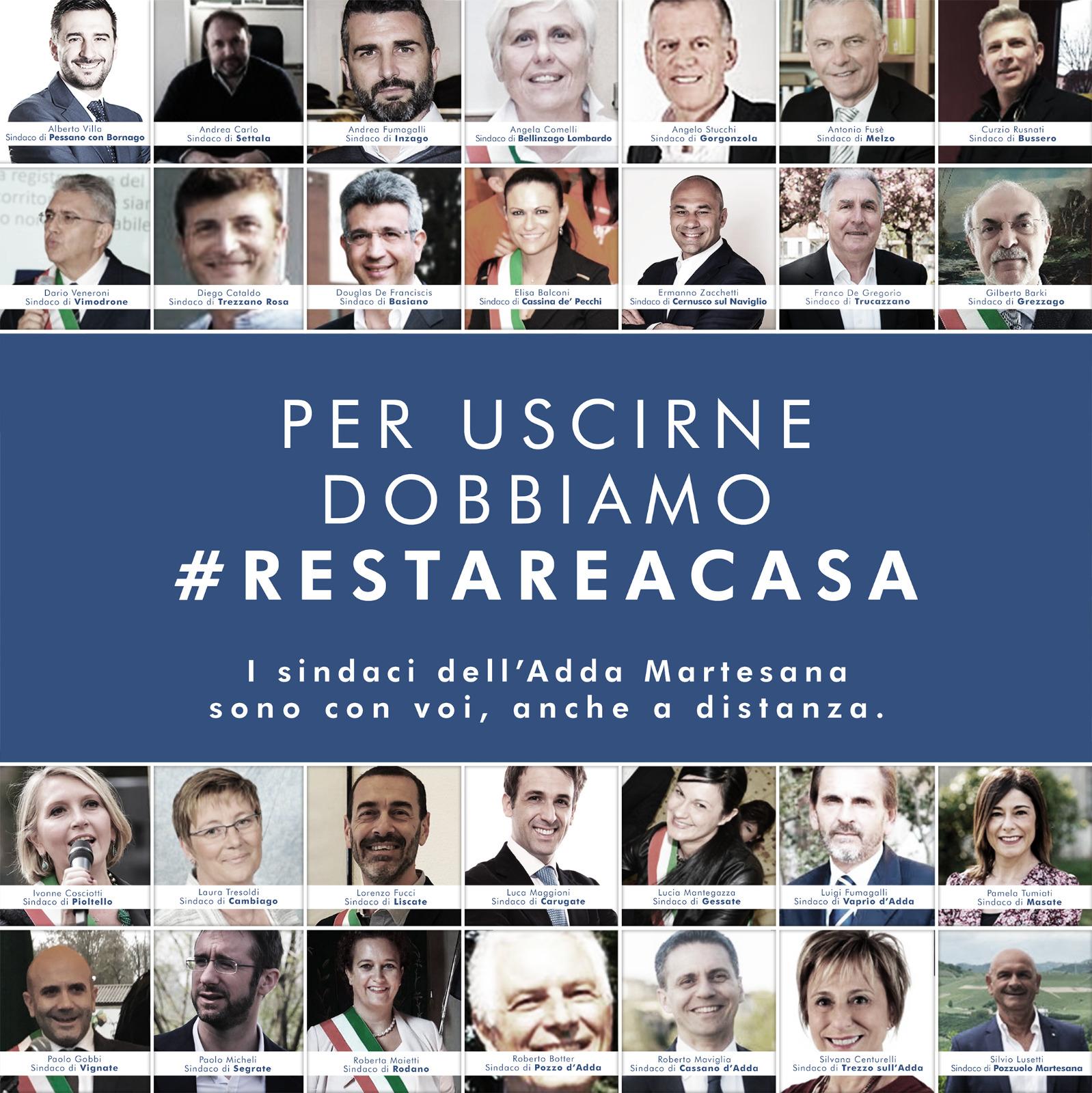 “Siamo con voi, anche a distanza: appello dei Sindaci dell’Adda Martesana"