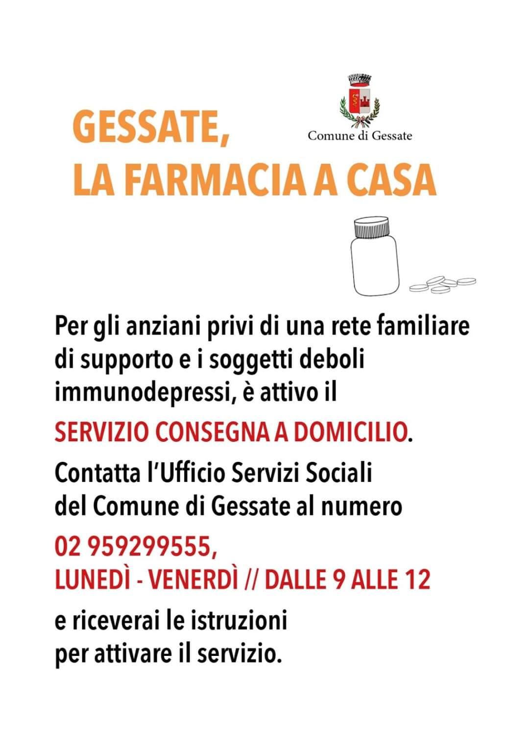 Gessate, la farmacia a casa