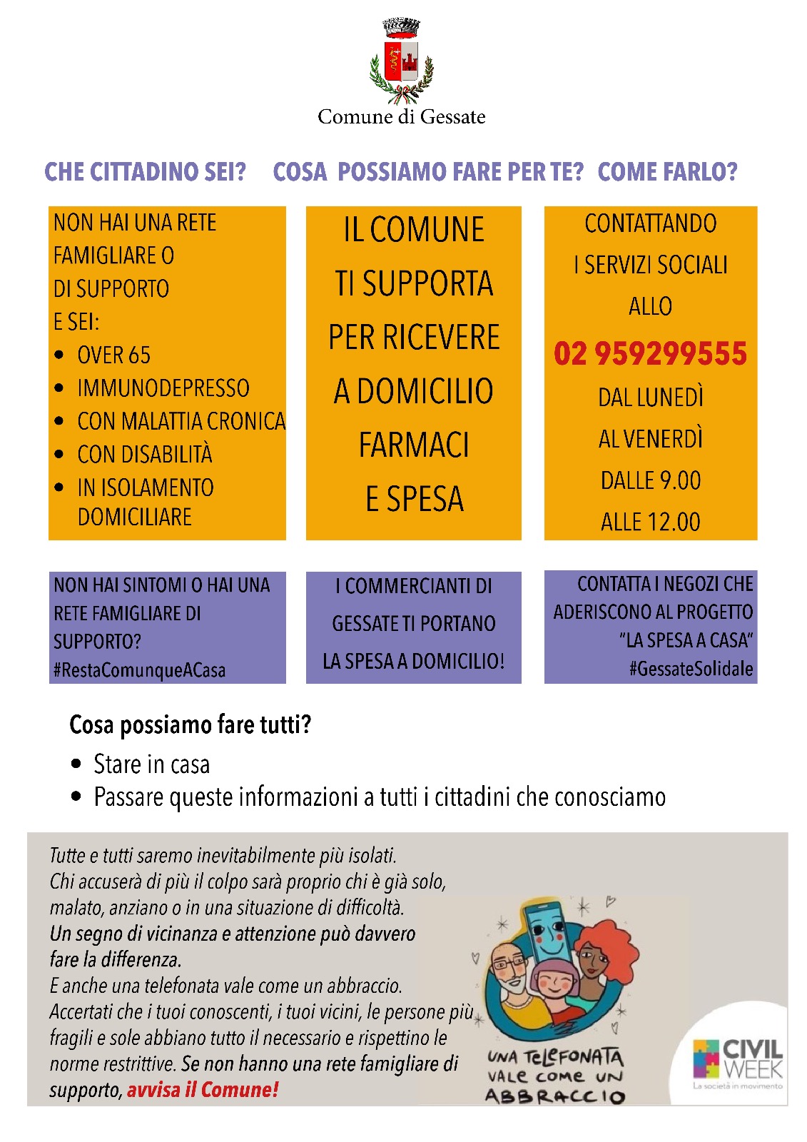 Supporto alle categorie fragili - isolamenti per Covid-19