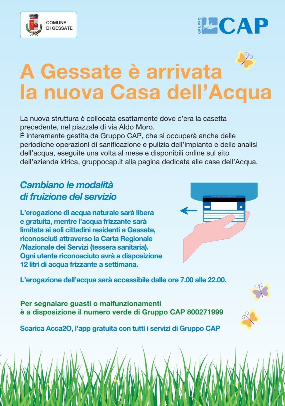 Inizio servizio erogazione casetta dell'acqua da lunedì 15 giugno 2020 ore 10.30