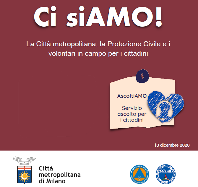AscoltiAMO! Servizio ascolto. La Città metropolitana, la Protezione Civile e i volontari in campo per i cittadini.