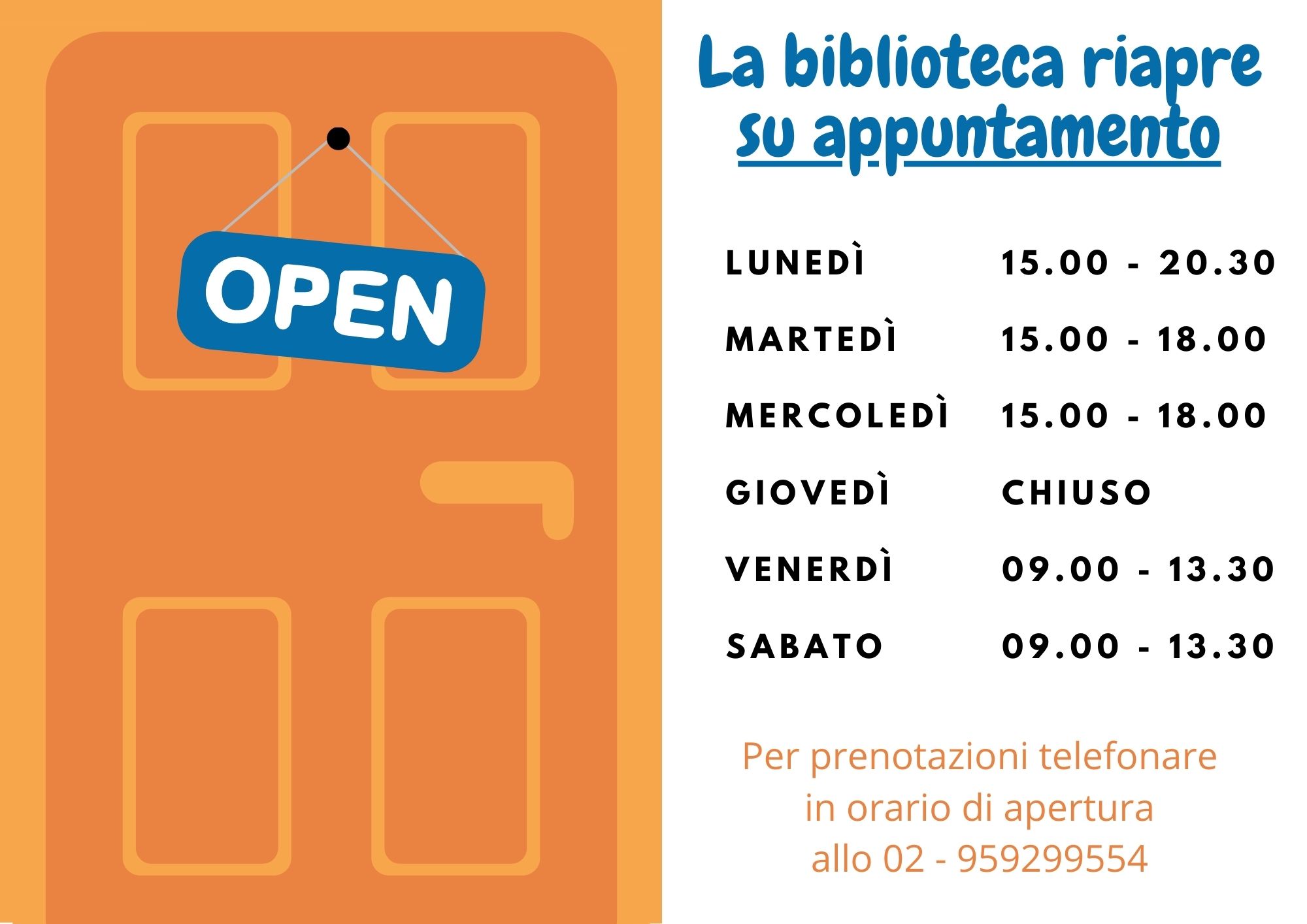 La Biblioteca riapre su appuntamento 