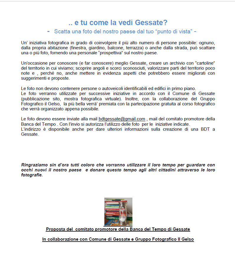 Foto vincitrice del concorso fotografico "E tu come la vedi Gessate'' 